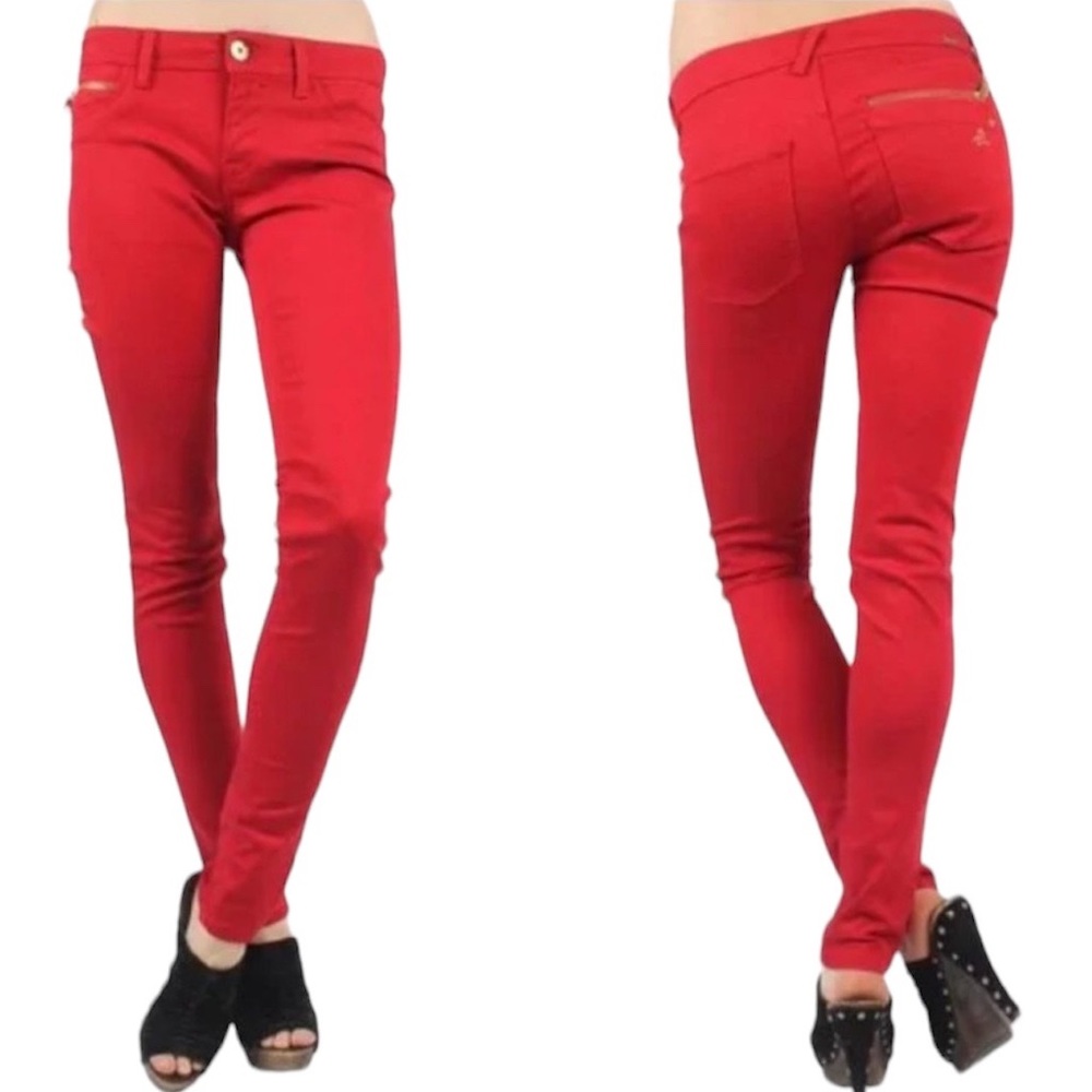 DL 1961 Amanda Skinny Jegging Jeans Red Pout Color 27